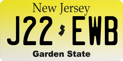 NJ license plate J22EWB