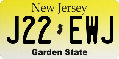 NJ license plate J22EWJ