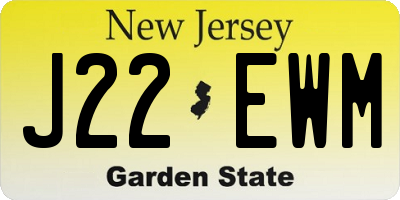NJ license plate J22EWM