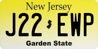 NJ license plate J22EWP