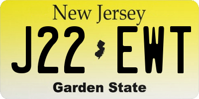 NJ license plate J22EWT