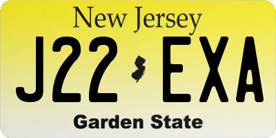NJ license plate J22EXA
