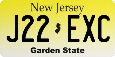 NJ license plate J22EXC