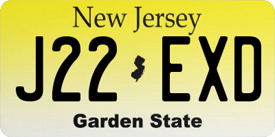 NJ license plate J22EXD