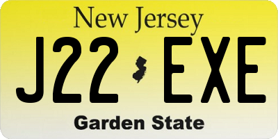 NJ license plate J22EXE