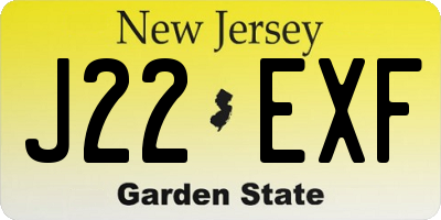 NJ license plate J22EXF