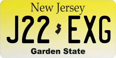 NJ license plate J22EXG