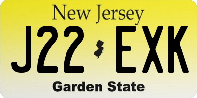 NJ license plate J22EXK