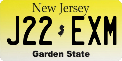 NJ license plate J22EXM