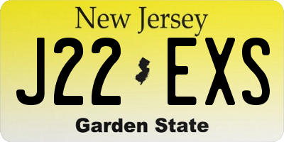 NJ license plate J22EXS