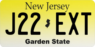 NJ license plate J22EXT