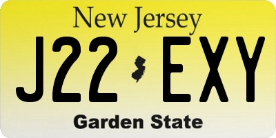 NJ license plate J22EXY
