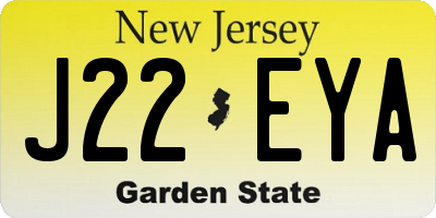 NJ license plate J22EYA