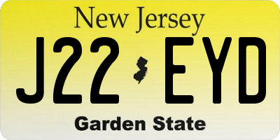NJ license plate J22EYD