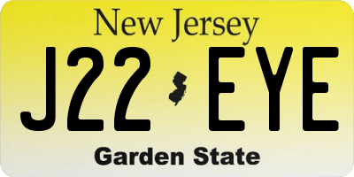 NJ license plate J22EYE