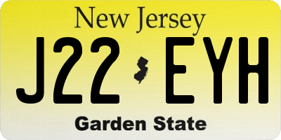 NJ license plate J22EYH