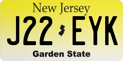 NJ license plate J22EYK