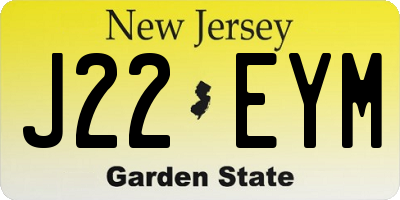 NJ license plate J22EYM