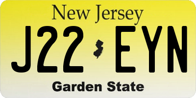NJ license plate J22EYN