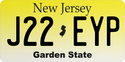 NJ license plate J22EYP