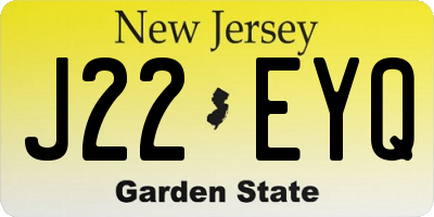 NJ license plate J22EYQ