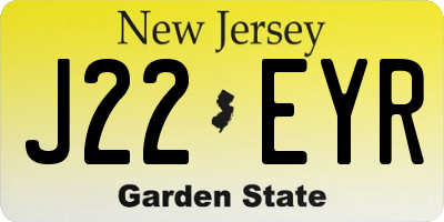 NJ license plate J22EYR