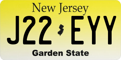 NJ license plate J22EYY