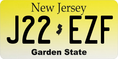 NJ license plate J22EZF