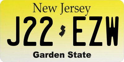 NJ license plate J22EZW