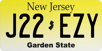 NJ license plate J22EZY