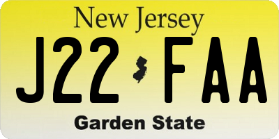 NJ license plate J22FAA