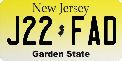 NJ license plate J22FAD