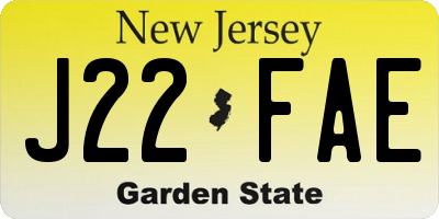 NJ license plate J22FAE