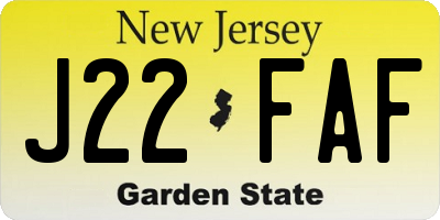 NJ license plate J22FAF