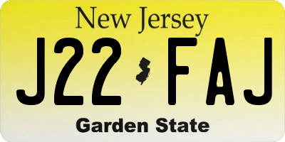 NJ license plate J22FAJ