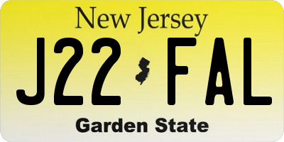 NJ license plate J22FAL