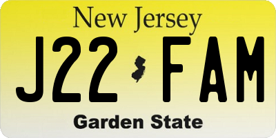 NJ license plate J22FAM