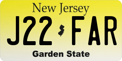 NJ license plate J22FAR