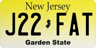NJ license plate J22FAT