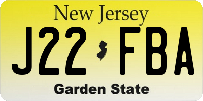 NJ license plate J22FBA
