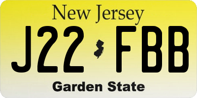 NJ license plate J22FBB