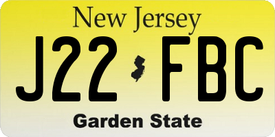 NJ license plate J22FBC