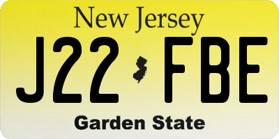NJ license plate J22FBE