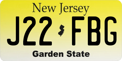 NJ license plate J22FBG