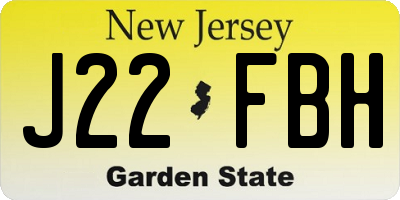 NJ license plate J22FBH