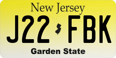 NJ license plate J22FBK