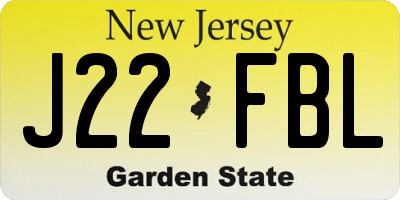 NJ license plate J22FBL