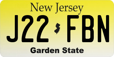 NJ license plate J22FBN
