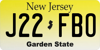 NJ license plate J22FBO