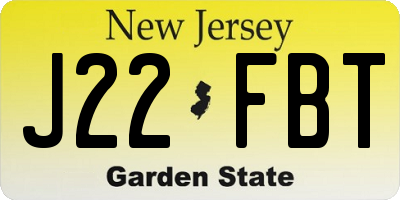 NJ license plate J22FBT